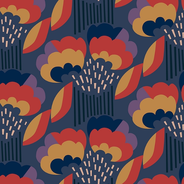 Picture of Retro Esme Navy Peel and Stick Wallpaper