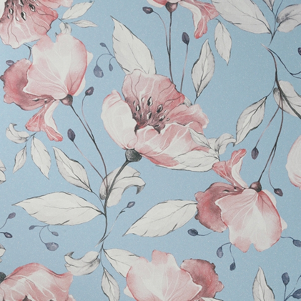 Picture of Lillian Pink Floral Wallpaper