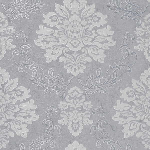 Picture of Harriet Silver Damask Wallpaper