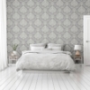 Picture of Harriet Silver Damask Wallpaper