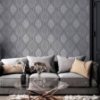 Picture of Ignatius Charcoal Ogee Wallpaper