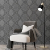 Picture of Ignatius Charcoal Ogee Wallpaper