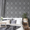 Picture of Ignatius Charcoal Ogee Wallpaper