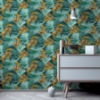 Picture of Esau Teal Jungle Palms Wallpaper