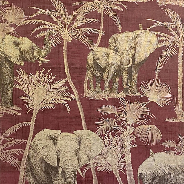 Picture of Adelia Maroon Elephant Grove Wallpaper