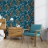 Picture of Takara Teal Opulent Peacock Wallpaper