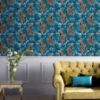 Picture of Takara Teal Opulent Peacock Wallpaper