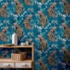 Picture of Takara Teal Opulent Peacock Wallpaper