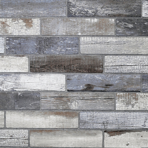 Picture of Wallace Grey Wood Tile Wallpaper