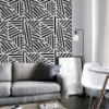 Picture of Oswald Black Striped Geometric Wallpaper