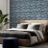 Picture of Irene Navy Painted Canvas Wallpaper