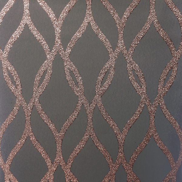 Picture of Ava Rose Gold Glittering Ogee Wallpaper