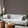 Picture of Ava Rose Gold Glittering Ogee Wallpaper