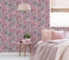 Picture of Cornelia Pink Floral Stripe Wallpaper