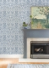 Picture of Blanche Blue Floral Damask Wallpaper