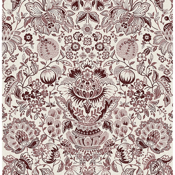 Picture of Blanche Plum Floral Damask Wallpaper