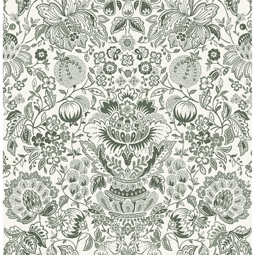 Picture of Blanche Dark Green Floral Damask Wallpaper