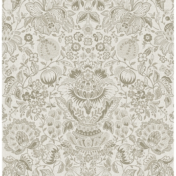 Picture of Blanche Neutral Floral Damask Wallpaper