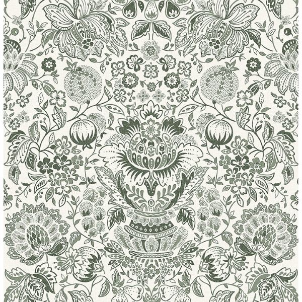 Picture of Blanche Dark Green Floral Damask Wallpaper