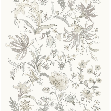 Picture of Teonna Light Grey Floral Stripe Wallpaper