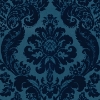 Picture of Shadow Blue Flocked Damask Wallpaper