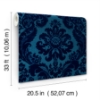 Picture of Shadow Blue Flocked Damask Wallpaper