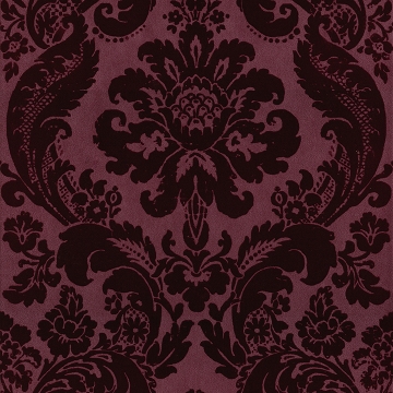 Picture of Shadow Merlot Flocked Damask Wallpaper