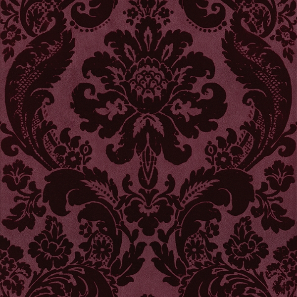 Picture of Shadow Merlot Flocked Damask Wallpaper