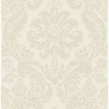 Picture of Shadow Cream Flocked Damask Wallpaper