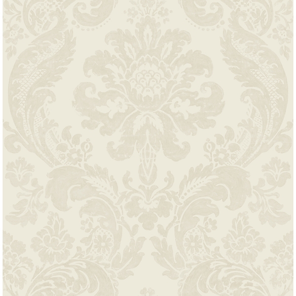 Picture of Shadow Cream Flocked Damask Wallpaper