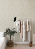 Picture of Shadow Cream Flocked Damask Wallpaper