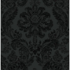 Picture of Shadow Black Flocked Damask Wallpaper