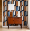 Picture of Derain Blue Geometric Wallpaper