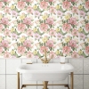 Picture of Watercolor Floral Bouquet Peel & Stick Wallpaper - White