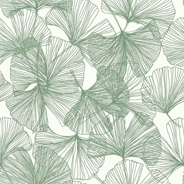 Picture of Ginkgo Leaves Peel and Stick Wallpaper - Green