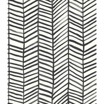 Picture of Cat Coquillette Herringbone Peel and Stick Wallpaper - Black