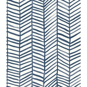 Picture of Cat Coquillette Herringbone Peel and Stick Wallpaper - Navy