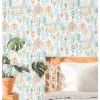 Picture of Folklore Trees Peel and Stick Wallpaper - Blue