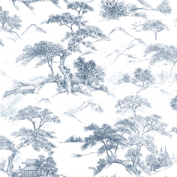 Picture of Oriental Toile Peel and Stick Wallpaper - Blue