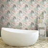 Picture of Retro Tropical Leaves Peel and Stick Wallpaper - Pink