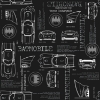 Picture of Batmobile Blueprint Peel And Stick Wallpaper - Black