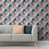 Picture of Retro Tropical Leaves Peel and Stick Wallpaper - Periwinkle