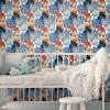 Picture of Retro Tropical Leaves Peel and Stick Wallpaper - Periwinkle