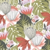 Picture of Retro Tropical Leaves Peel and Stick Wallpaper - Green