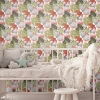 Picture of Retro Tropical Leaves Peel and Stick Wallpaper - Green