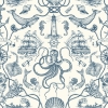 Picture of Deep Sea Toile Peel and Stick Wallpaper - Blue