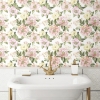 Picture of Watercolor Floral Bouquet Peel & Stick Wallpaper - Pink