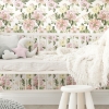 Picture of Watercolor Floral Bouquet Peel & Stick Wallpaper - Pink