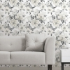 Picture of Watercolor Floral Bouquet Peel & Stick Wallpaper - Grey