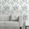 Picture of Watercolor Floral Bouquet Peel & Stick Wallpaper - Blue